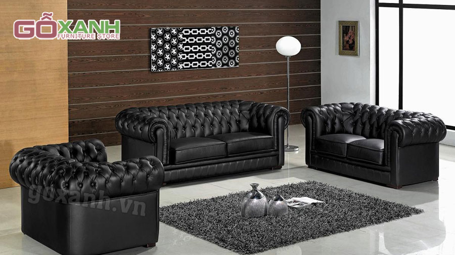 Bộ sofa tân cổ điển màu đen sang trọng