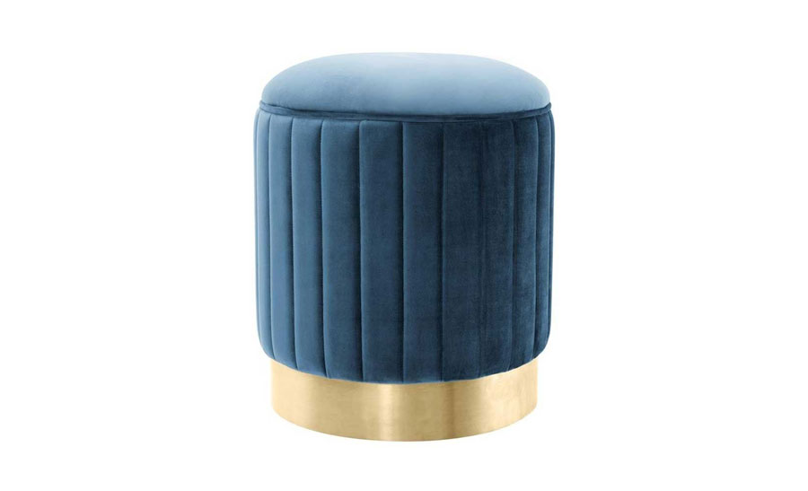 Đôn ghế sofa hình tròn viền Inox mạ vàng