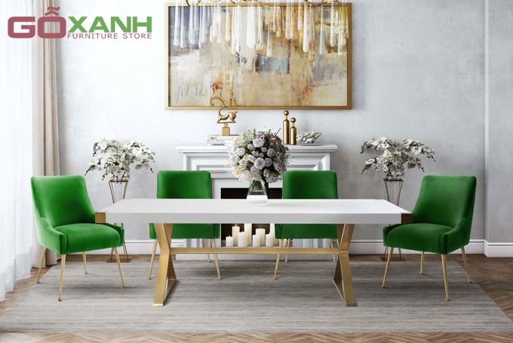 Ghế Ăn Chân Inox Mạ Vàng Titan Siêu Đẹp - Nội Thất Gỗ Xanh 3