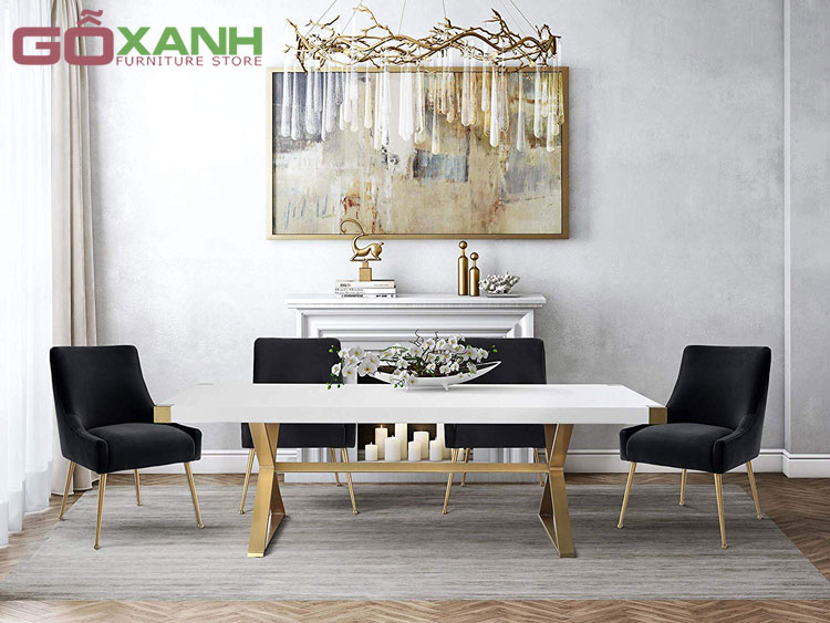 Ghế Ăn Chân Inox Mạ Vàng Titan Siêu Đẹp - Nội Thất Gỗ Xanh 4