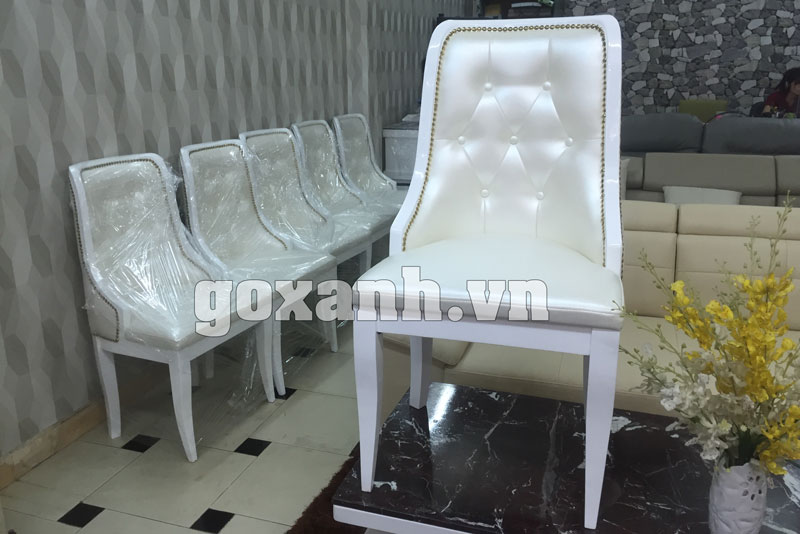 Ghế ăn tân cổ điển sơn 2K màu trắng tuyệt đẹp [Hình chụp thực tế]