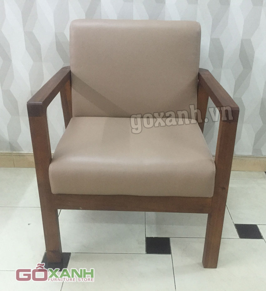 Ghế cafe gỗ bọc da Hàn Quốc, ghế cafe gỗ tràm bông vàng 2
