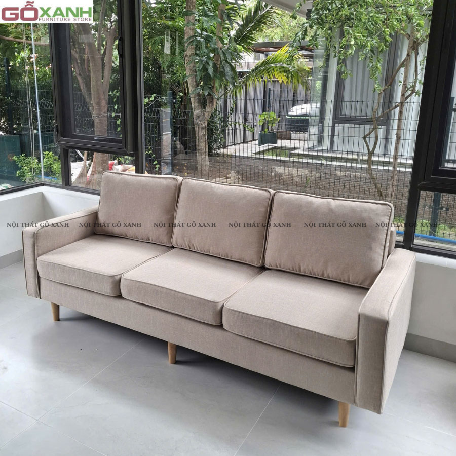 ghế-sofa băng 3 chỗ ngồi khung ván gỗ dày dặn