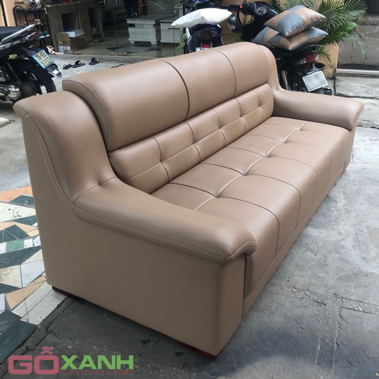 Mẫu ghế sofa băng dài phòng khách màu nâu kích thước 2m
