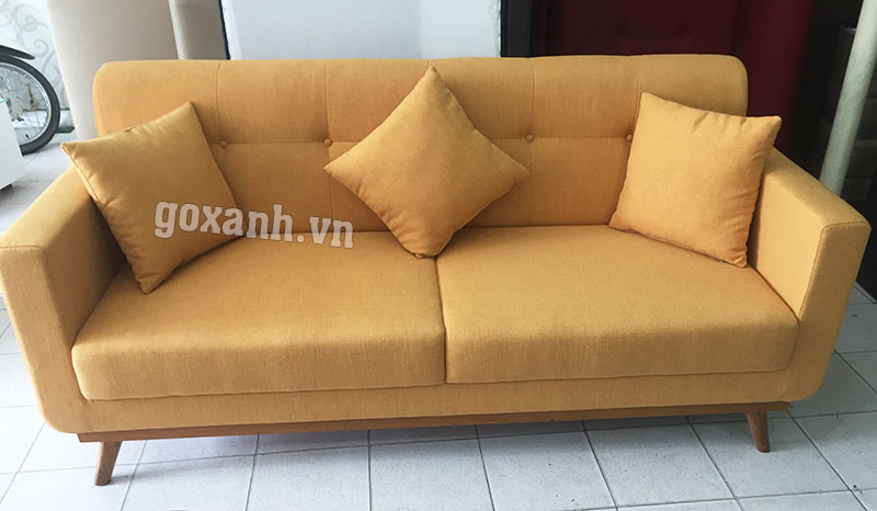 Ghế sofa băng dài bọc vải màu vàng, ghế sofa băng màu vàng đẹp 1
