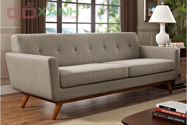 [Gỗ Xanh] Ghế sofa băng dài đế ngồi gỗ tự nhiên