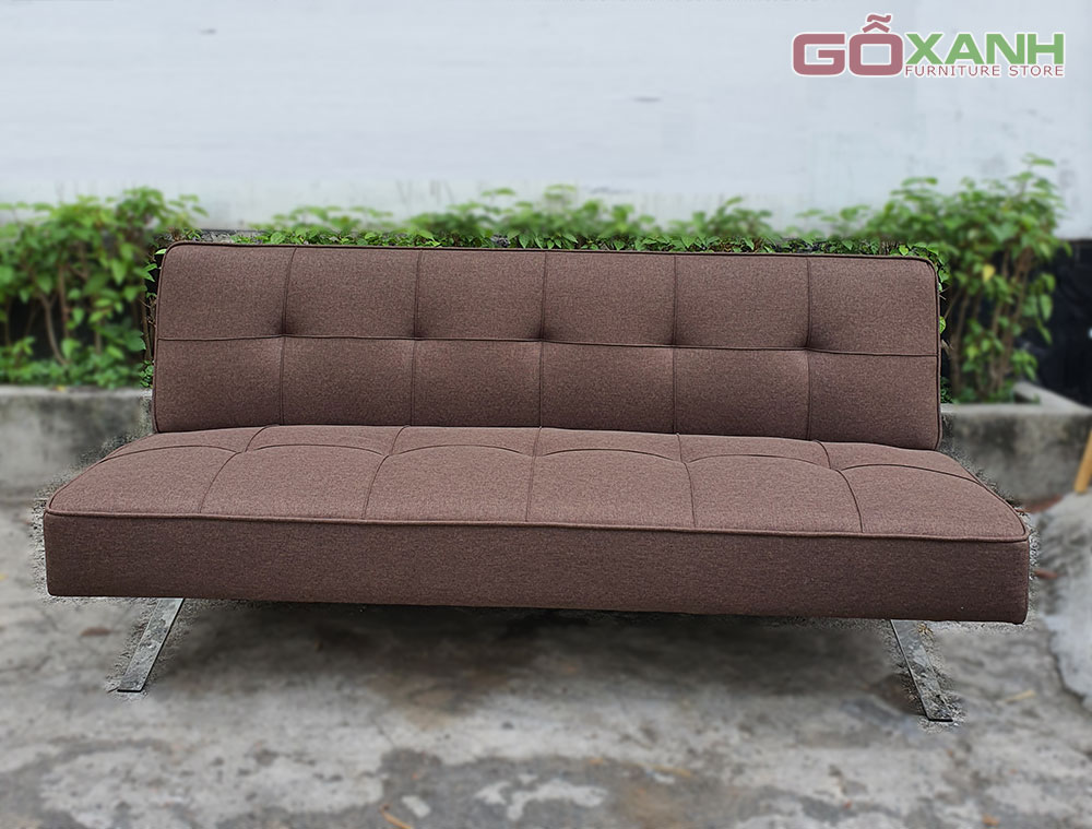 Ghế sofa bed màu nâu chân inox - Hàng xuất khẩu - Free ship 1