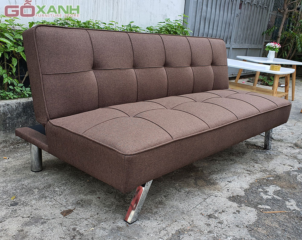 Ghế sofa bed màu nâu chân inox - Hàng xuất khẩu - Free ship
