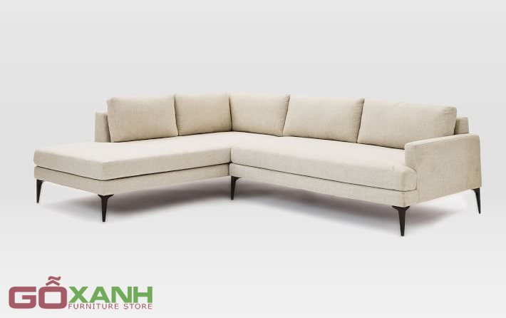 Ghế sofa bọc vải bố cao cấp, ghế sofa vải giá rẻ màu kem