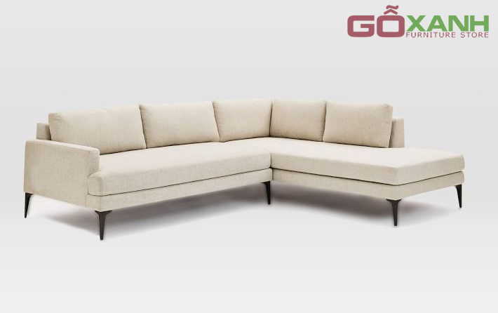 Ghế sofa bọc vải cao cấp màu kem góc phải