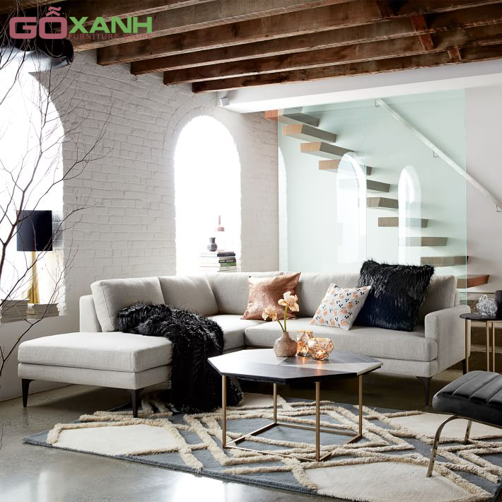 Ghế sofa bọc vải bố cao cấp Gỗ Xanh