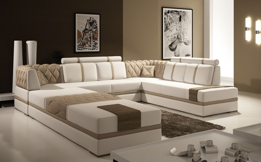 Ghế sofa da cao cấp nhập khẩu cho phòng khách rộng lớn