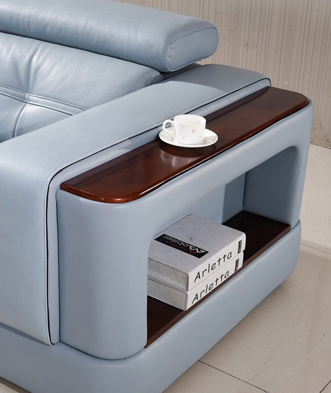 Ghế sofa bọc da góc bo tròn màu xám 1