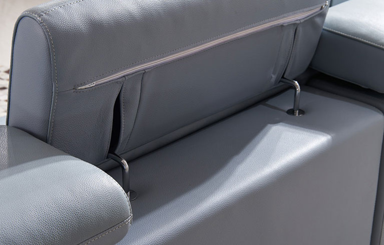 Ghế sofa bọc da góc bo tròn màu xám 2