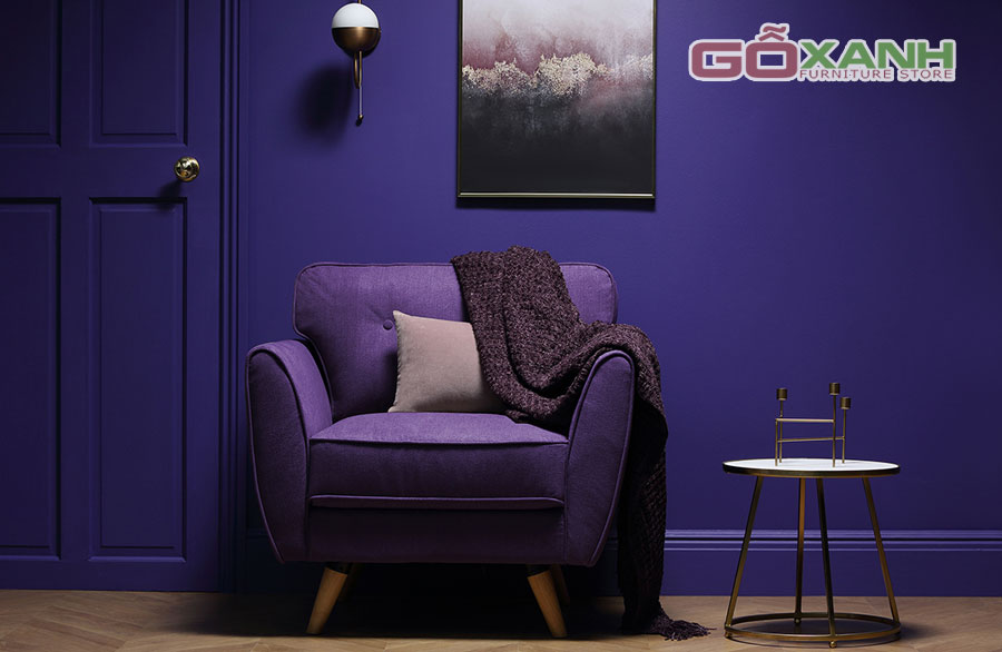 Ghế sofa đơn bọc vải, Sofa màu tím hot trend 1