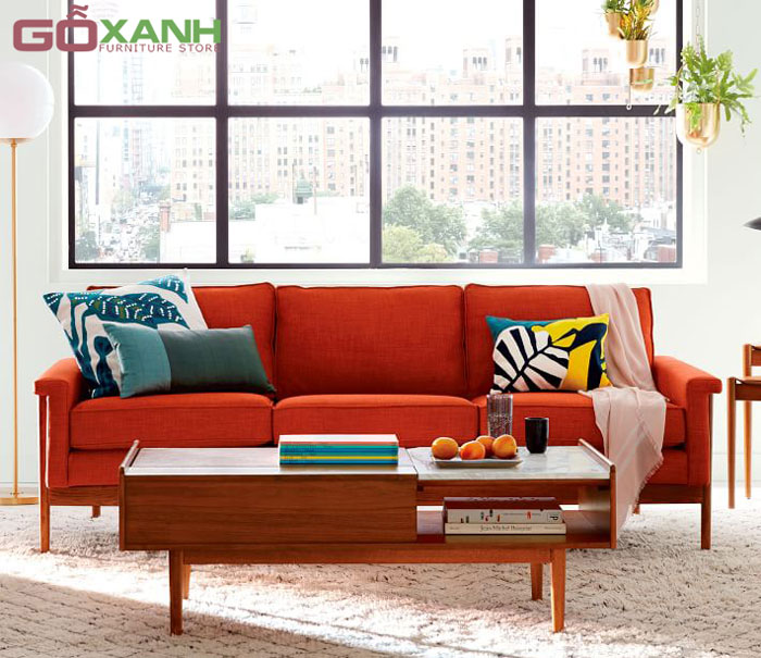 Băng ghế sofa gỗ bọc vải đẹp 6