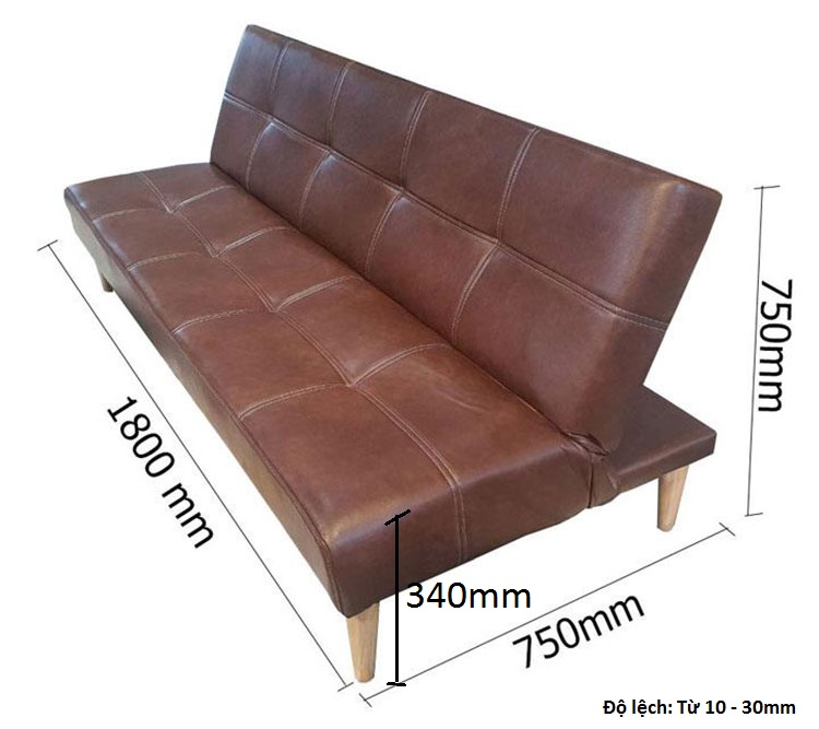 Ghế sofa giường nhỏ gọn/ Sofa bed 1m8 x 90/ Màu nâu 4