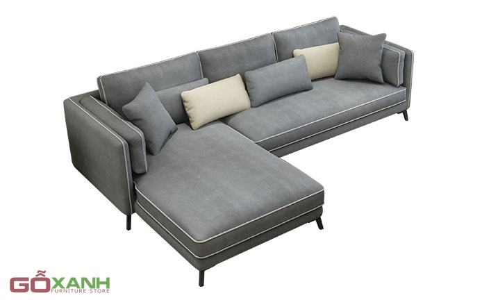 Ghế sofa góc vải nỉ màu xanh