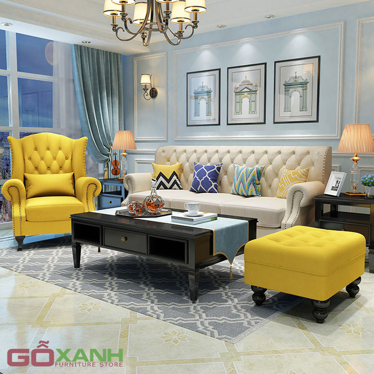 Ghế sofa khung gỗ cổ điển - Sofa tân cổ điển Gỗ Xanh 11