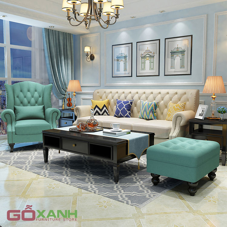 Ghế sofa khung gỗ cổ điển - Sofa tân cổ điển Gỗ Xanh 12