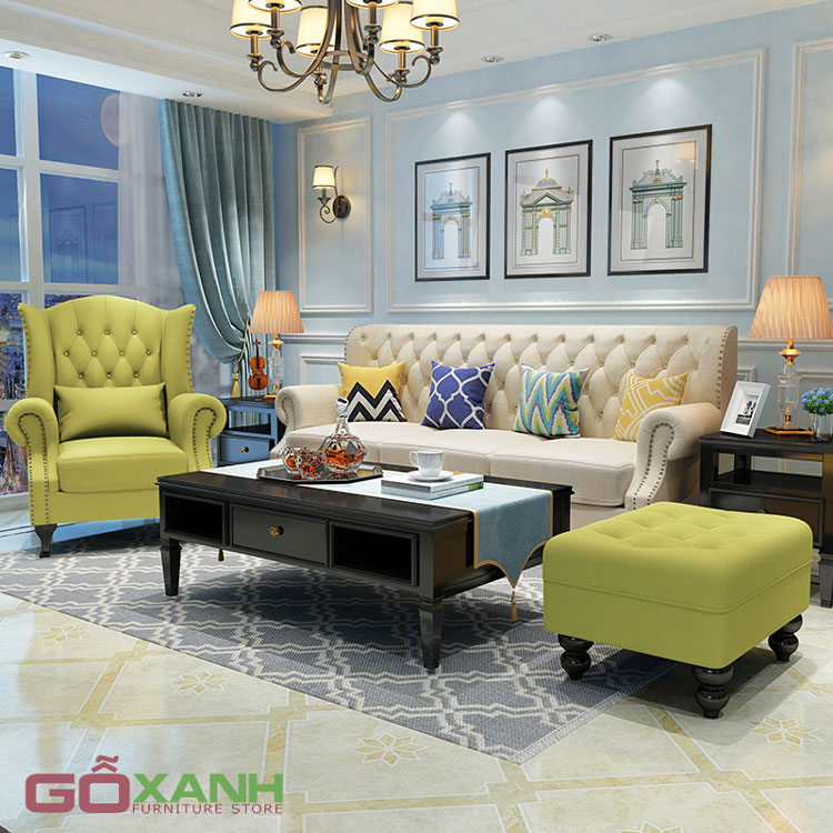 Ghế sofa khung gỗ cổ điển - Sofa tân cổ điển Gỗ Xanh 13