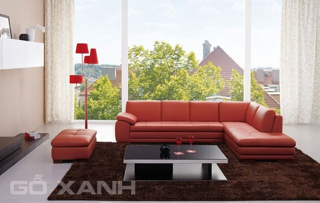 Bộ ghế sofa góc màu đỏ rực rỡ đẹp quý phái đẳng cấp