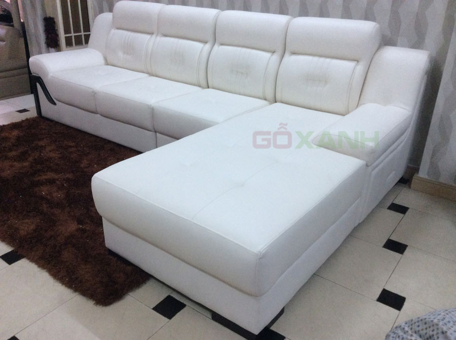 Ghế sofa màu trắng, bộ sofa giả da màu trắng xinh đẹp 1