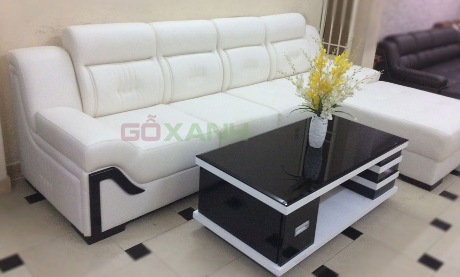 Ghế sofa màu trắng, bộ sofa giả da màu trắng xinh đẹp