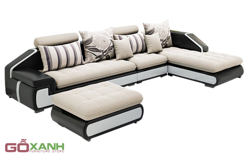 Ghế sofa da đệm vải