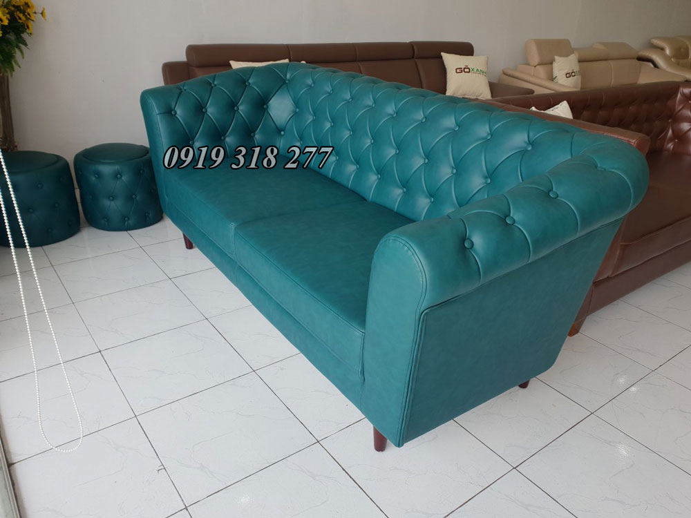 Ghế sofa tân cổ điển màu xanh