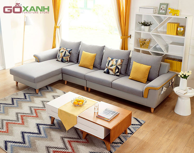 Ghế Sofa Vải Góc Chữ L Bên Phải Màu Xám - Nội Thất Cao Cấp