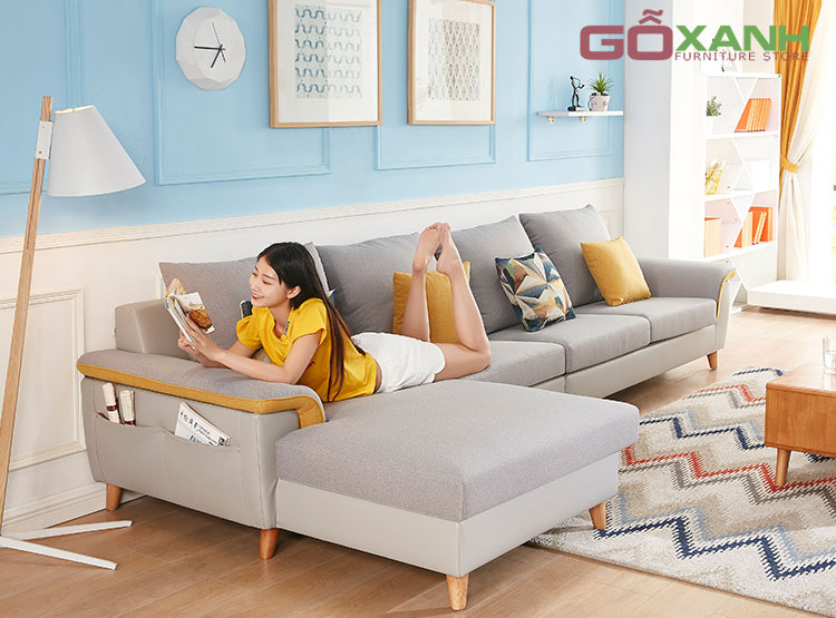 Ghế Sofa Vải Góc Chữ L Bên Phải Màu Xám - Nội Thất Cao Cấp 1