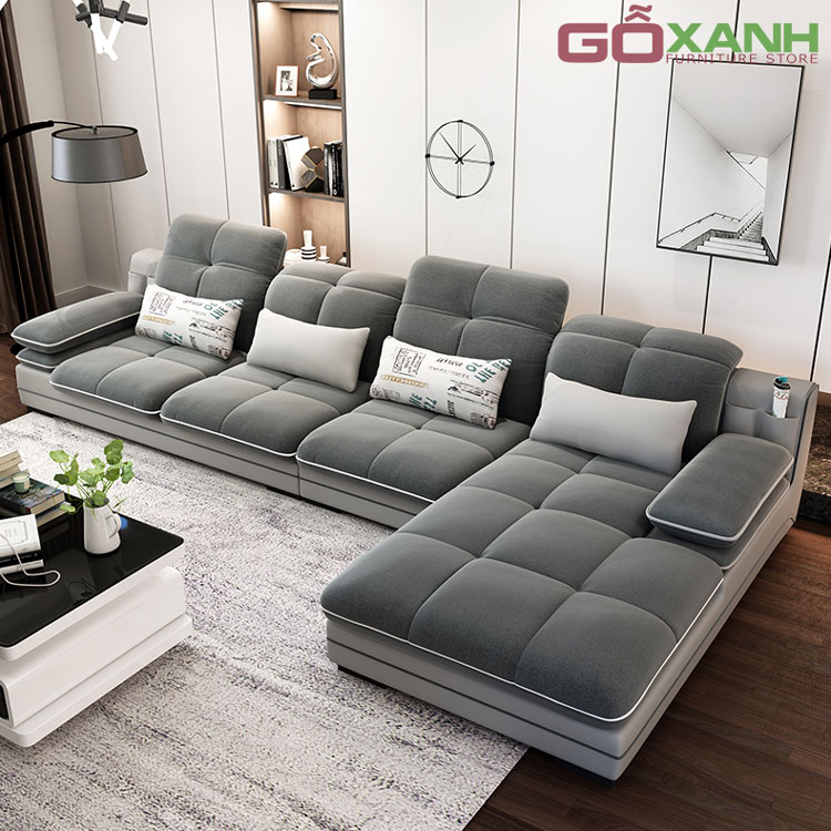 Ghế sofa vải hiện đại cho căn hộ chung cư sang trọng màu xám