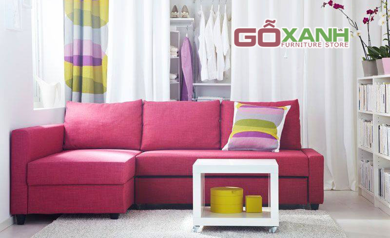 Ghế sofa vải màu hồng xinh xắn, Salon nhỏ tiết kiệm diện tích