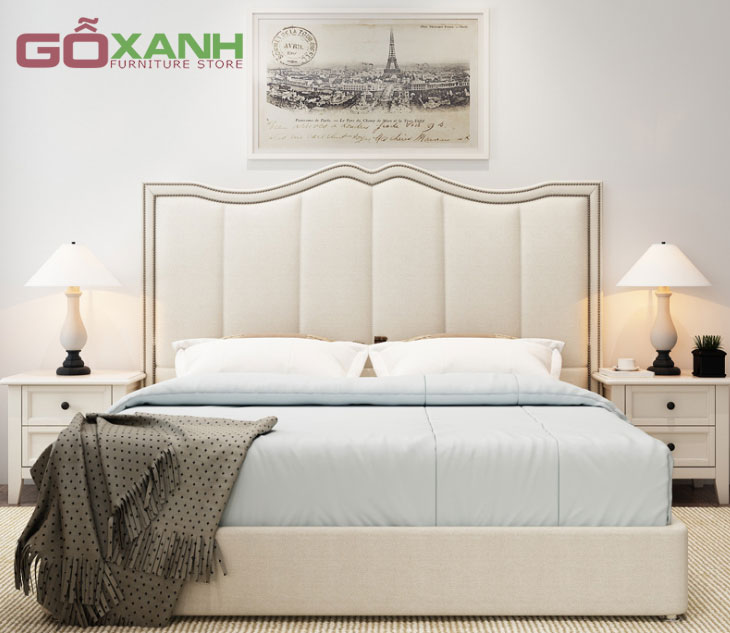 Giường ngủ bọc nệm bằng vải - Gỗ Xanh sản xuất giường ngủ cao cấp 1
