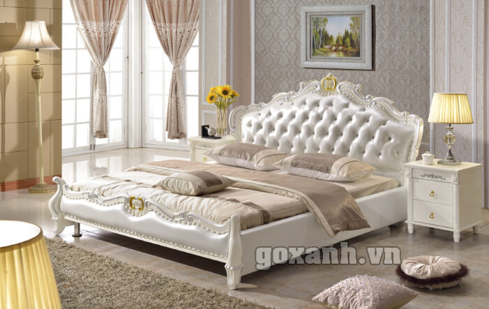 Giường ngủ cao cấp chạm gỗ tự nhiên, sơn phủ 2k hoàn hảo