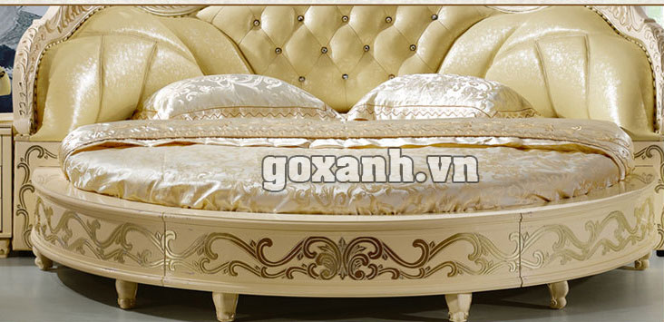 Giường cổ điển hình tròn, giường ngủ gỗ bọc nệm cổ điển 1 3