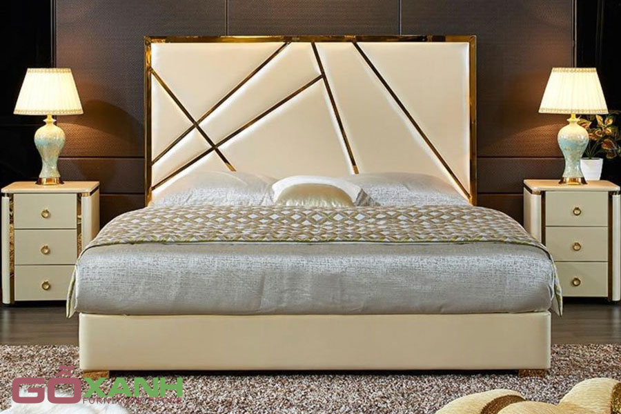 Giường ngủ inox 304 xi mạ vàng PVD