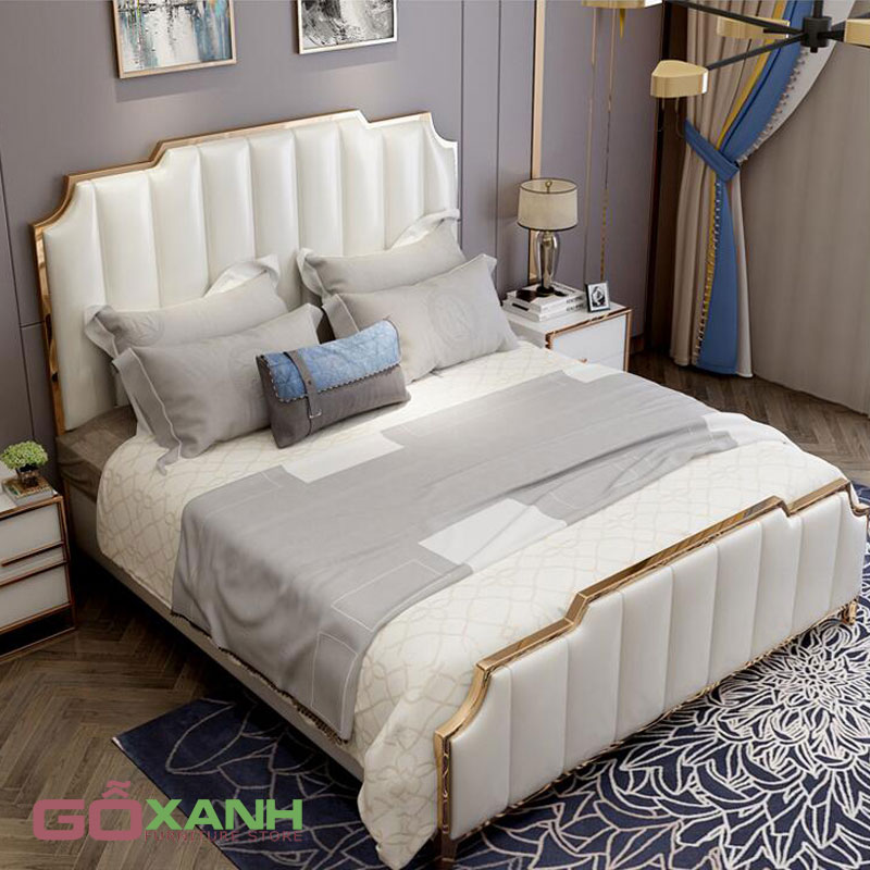 Giường ngủ Inox mạ vàng cho căn hộ cao cấp 1