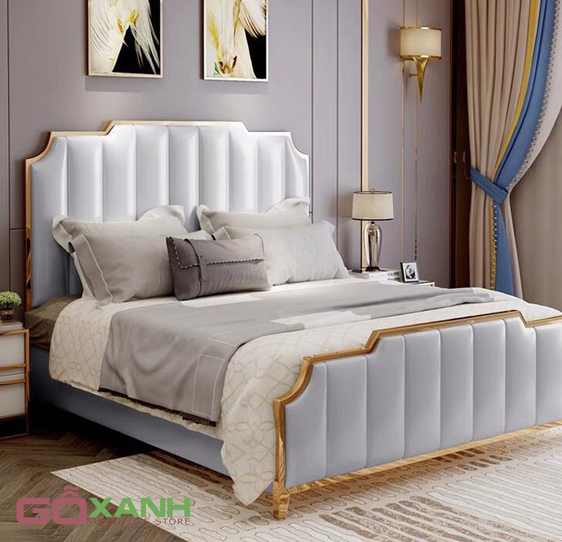 Giường ngủ Inox mạ vàng cho căn hộ cao cấp 6
