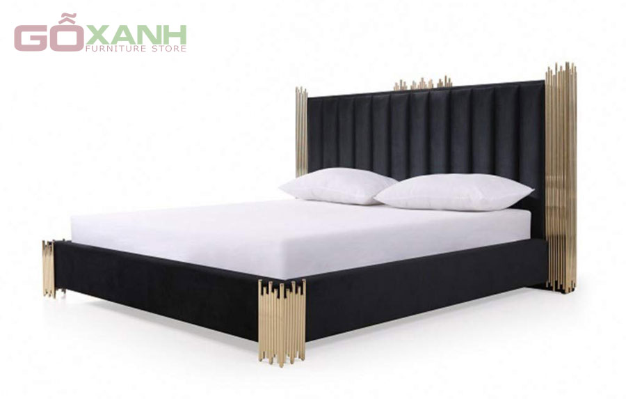 Giường ngủ inox mạ vàng hiện đại cho phòng ngủ