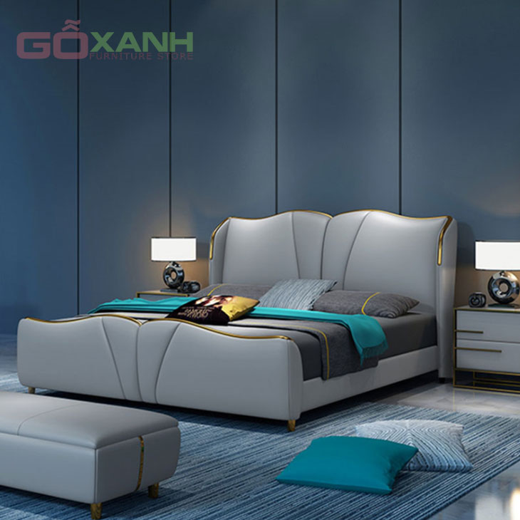 Giường ngủ màu xám nhạt sang trọng