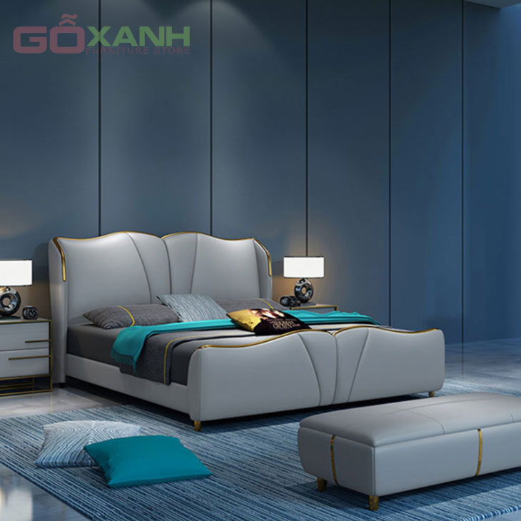 Giường ngủ màu xám nhạt sang trọng 3