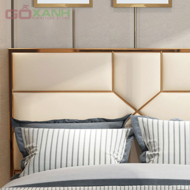 Giường ngủ thiết kế inox mạ vàng sang chảnh 2