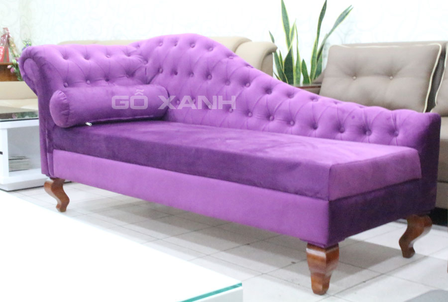 Hình ảnh thực tế sofa thư giãn cao cấp bọc vải màu tím