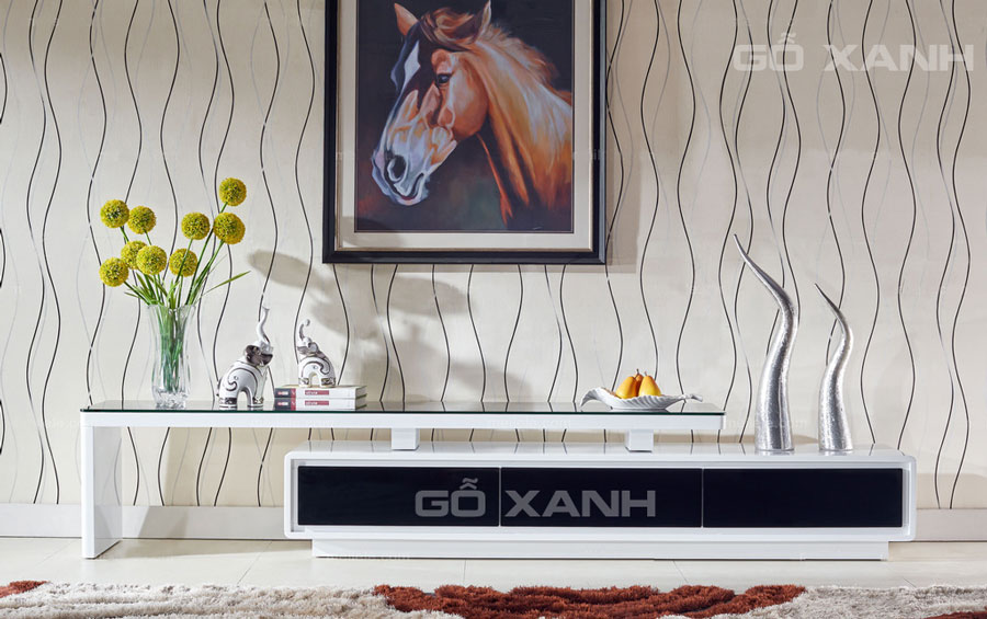 Kệ để tivi gỗ công nghiệp sơn 2K trắng đẹp tuyệt đẹp