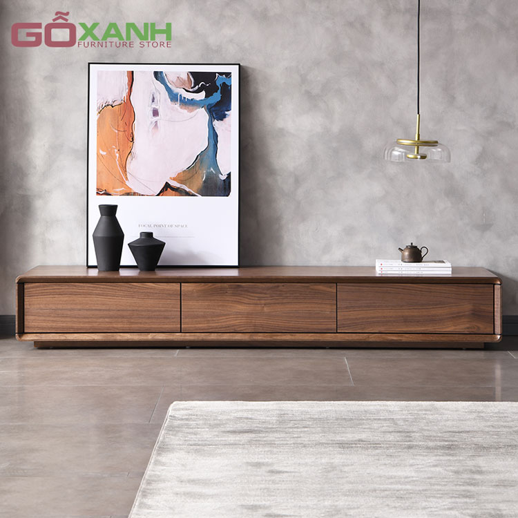Kệ tivi đẹp, Mẫu kệ tivi bằng gỗ phủ veneer sồi