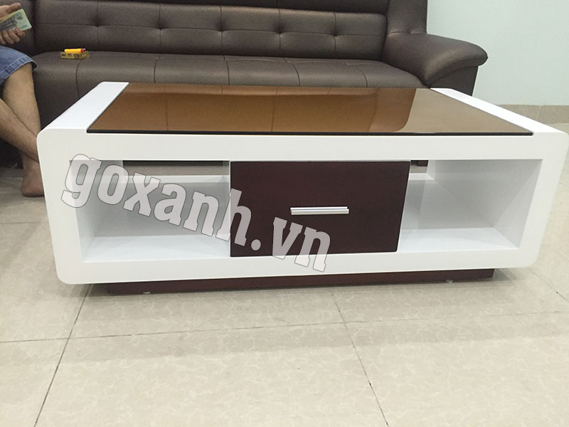 Mẫu bàn nước mặt kính màu trà hiện đại, bàn trà gỗ công nghiệp 1