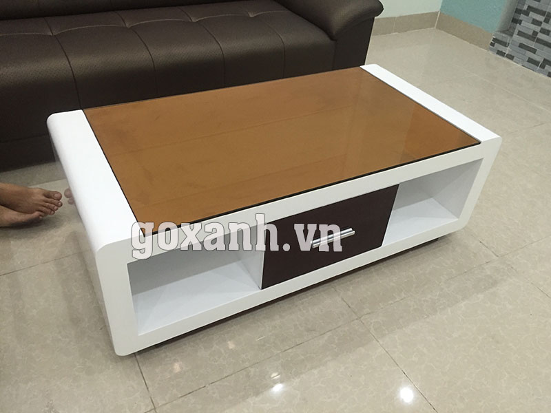 Mẫu bàn nước mặt kính màu trà hiện đại, bàn trà gỗ công nghiệp 2