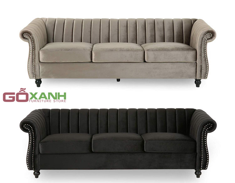 Mẫu Ghế Sofa Bán Cổ Điển Bọc Vải Cao Cấp - Nội Thất Gỗ Xanh